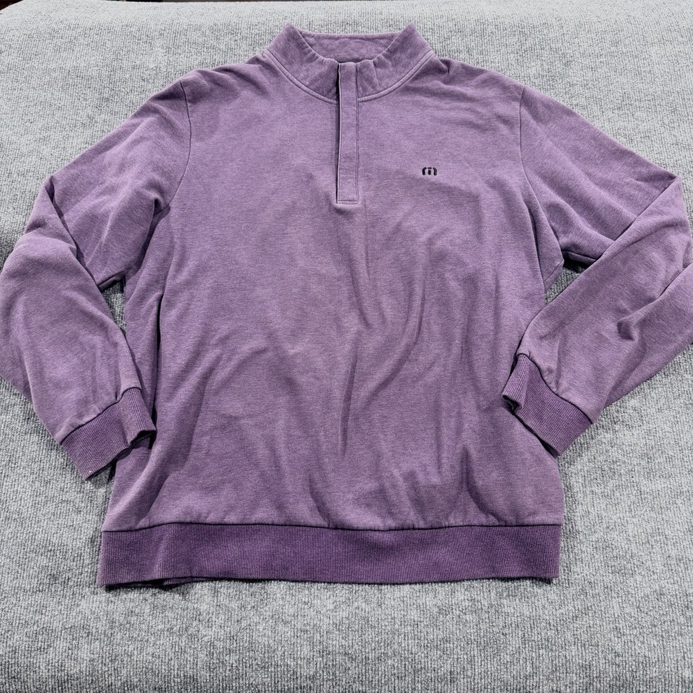 TRAVIS MATHEW Cloud 1/4 Zip Mens XL Pullover Heathered Purple Casual Golf